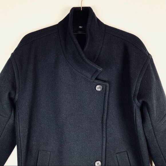All Saints Black Meade Torto Wool Blend Coat Womens - Picture 4 of 8
